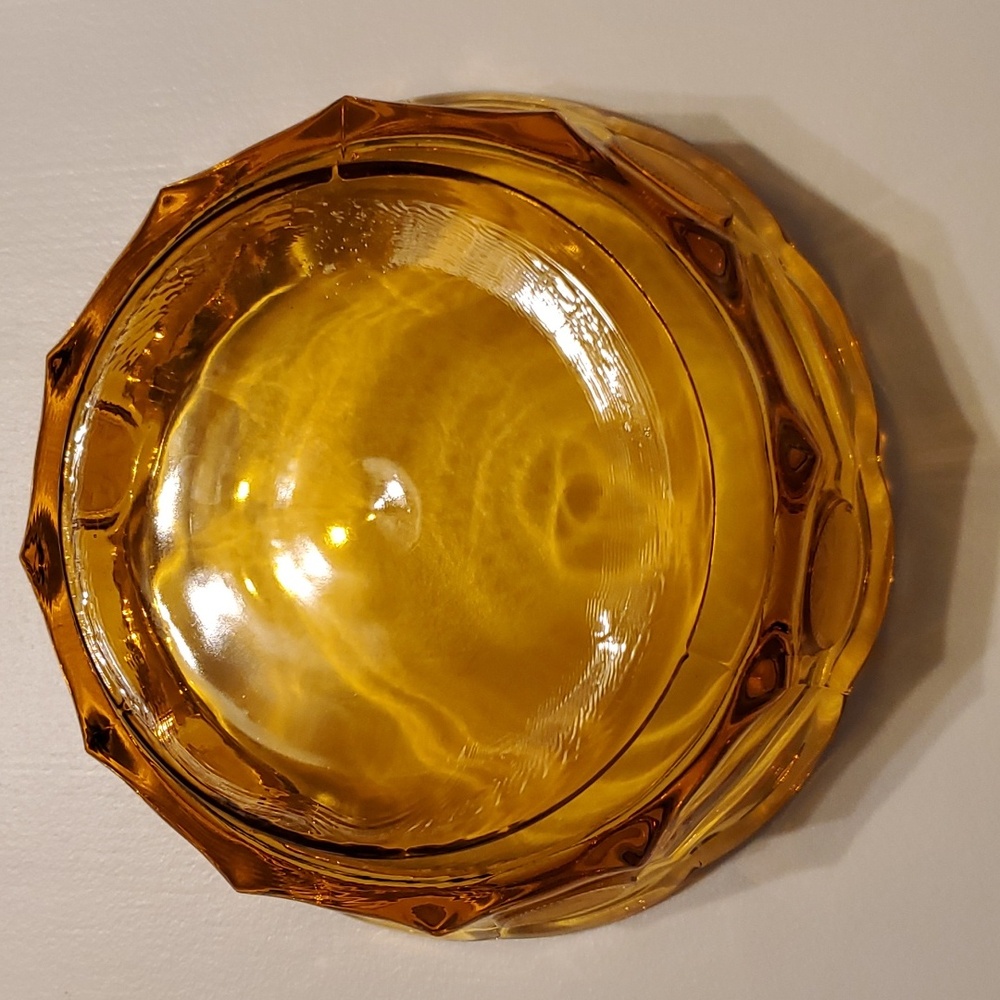 Fostoria Coin Amber Glass Candy Dish with Lid Eagle Liberty Bell - Picture 5 of 10